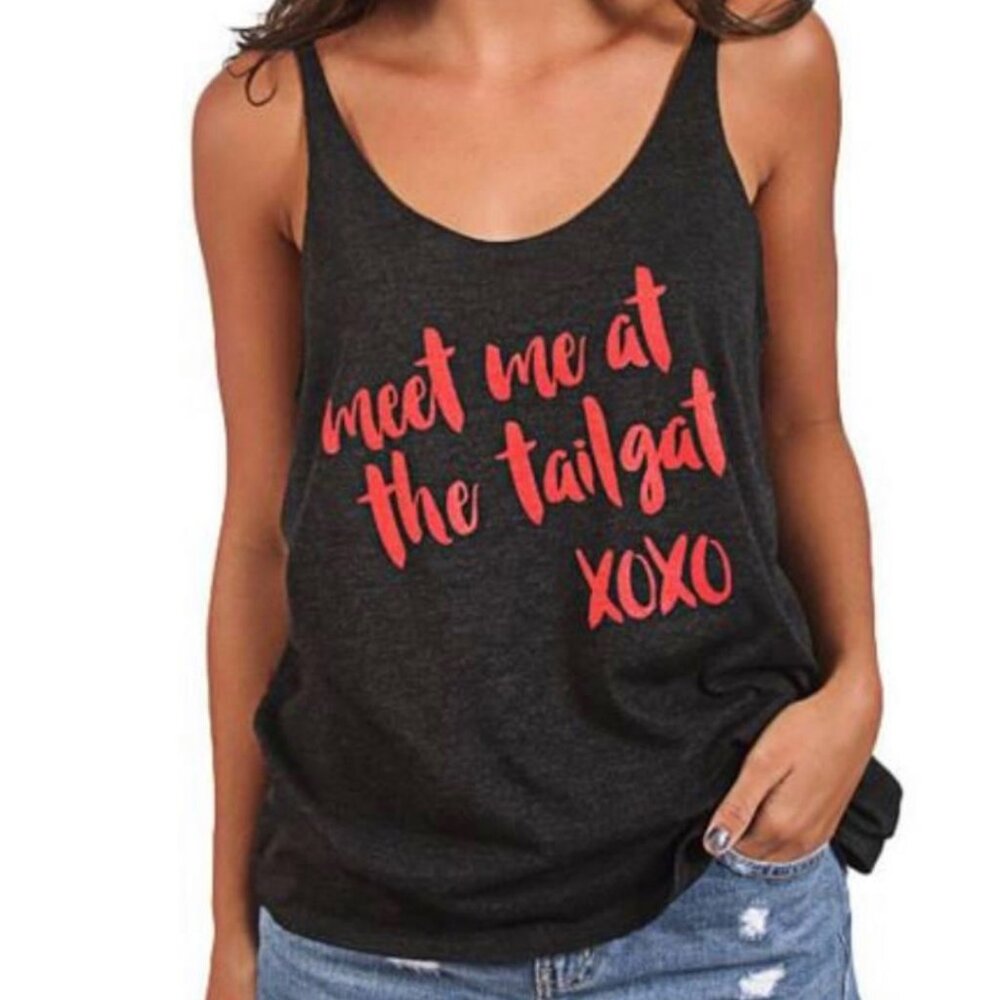 Charlie Southern "Meet me At the Tailgate Xo" tank in black/red